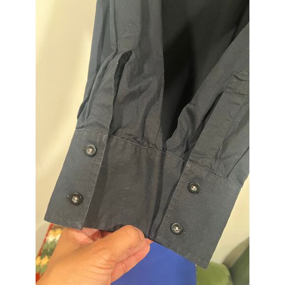 American Vintage Mens Cotton Embroidered Western Button-up Shirt  Black - Picture 7 of 7